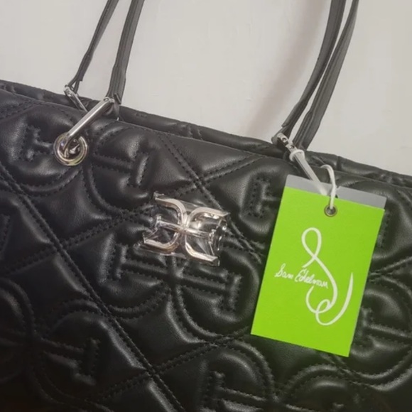 NWT Sam Edelman Black Viviana Monogram Quilt Tote BRAND NEW - Picture 4 of 14